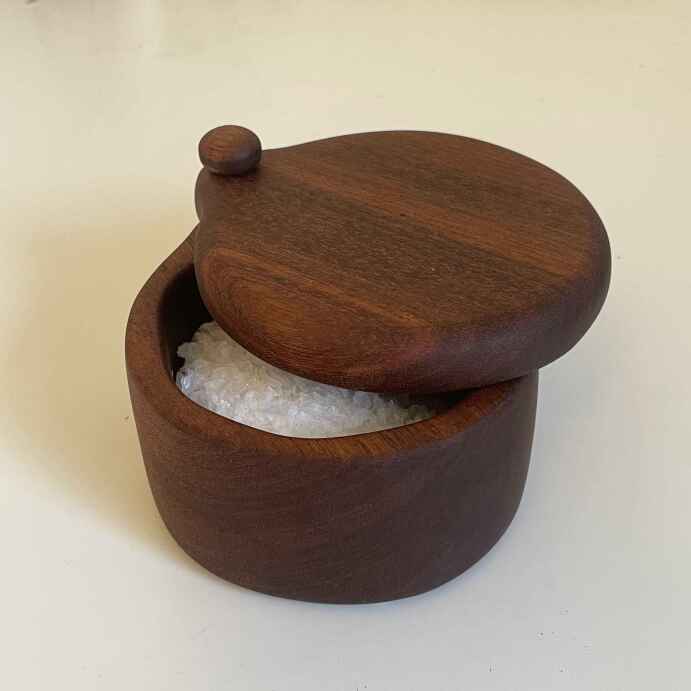 a salt cellar in mahogany